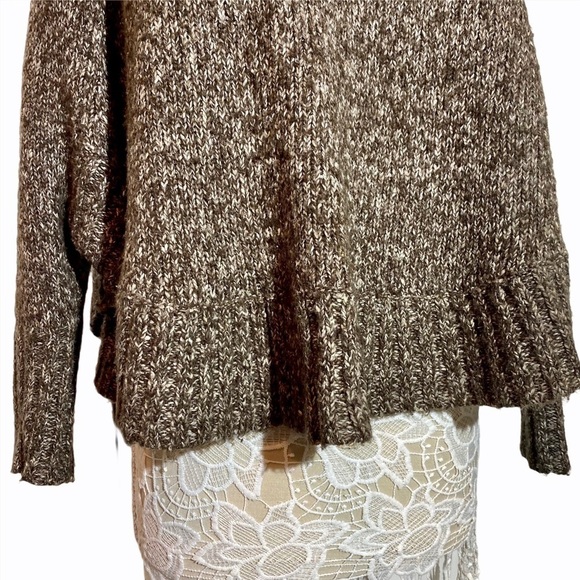 Michael Kors Oversized Heather Brown Sweater Turtleneck dropped shoulder M - Picture 6 of 11